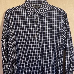 Perry Ellis black & blue checkered casual dress shirt